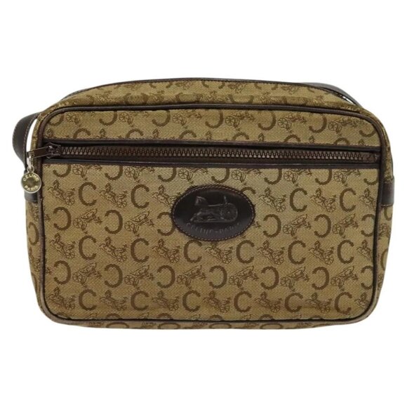 CELINE C Sulky Shoulder Bag Canvas Beige Auth BA757 - Picture 2 of 16